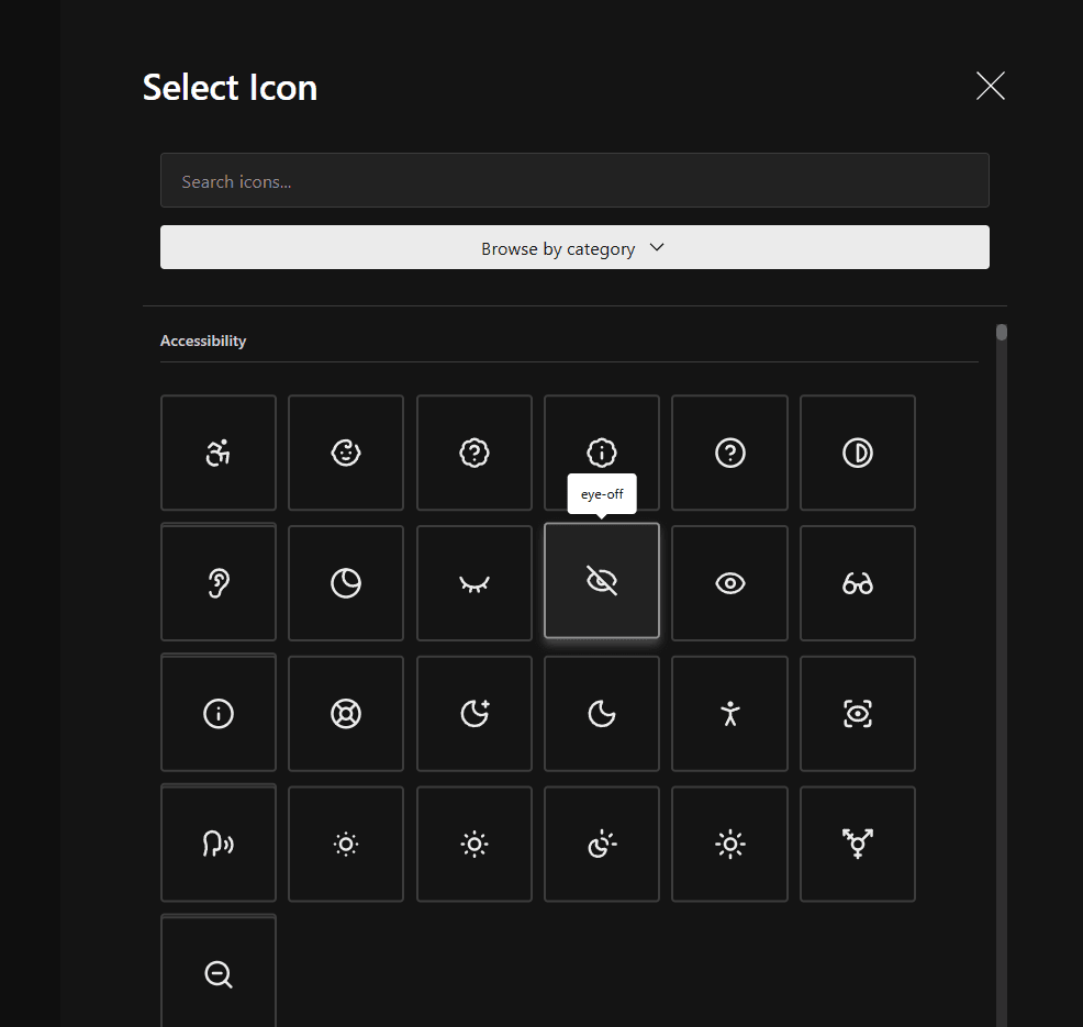 Icon Picker Field - Admin Drawer View
