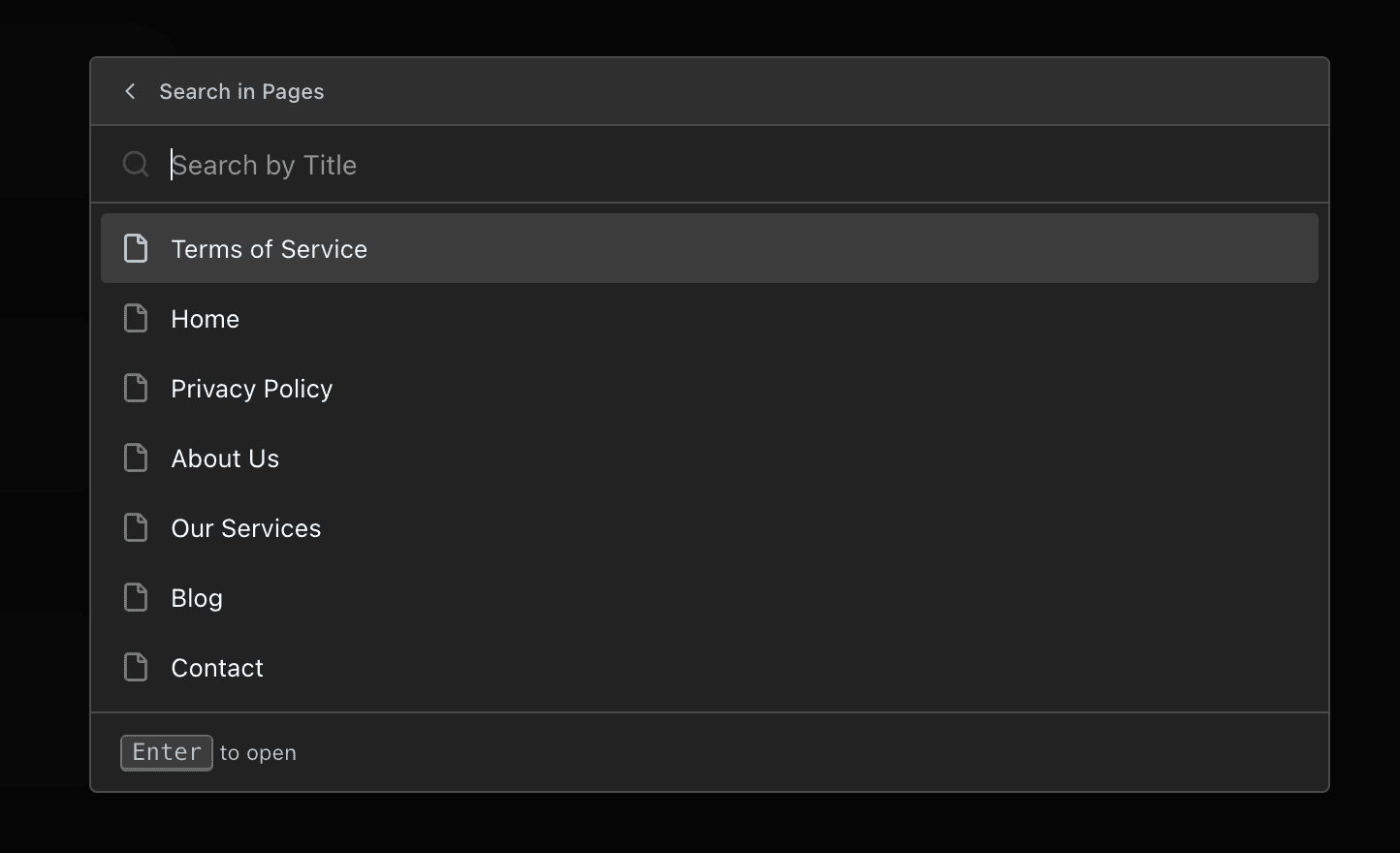 Searching within a collection submenu