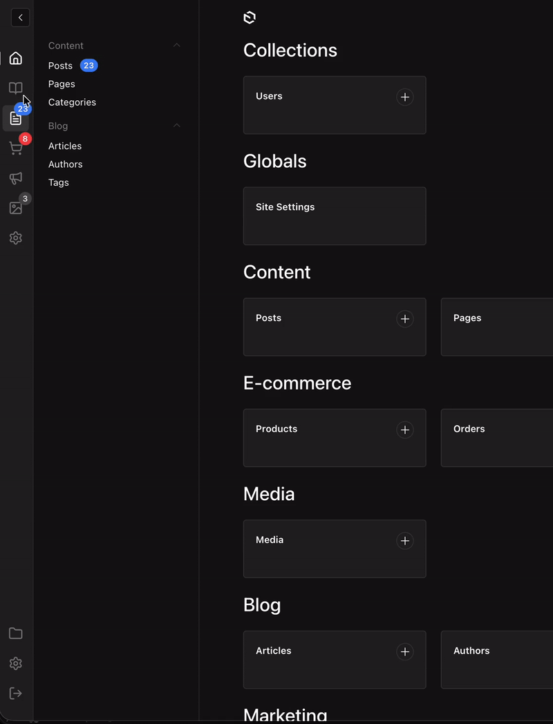 Payload Enhanced Sidebar Showcase