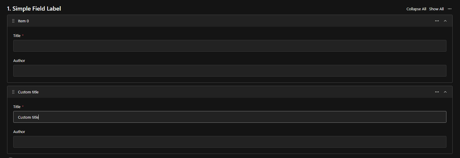 Array Custom Label - Simple Field